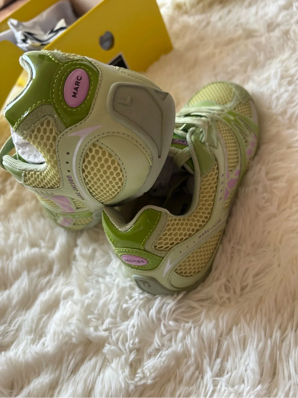 Marc Jacobs Light Green and Pink Mesh Sneakers